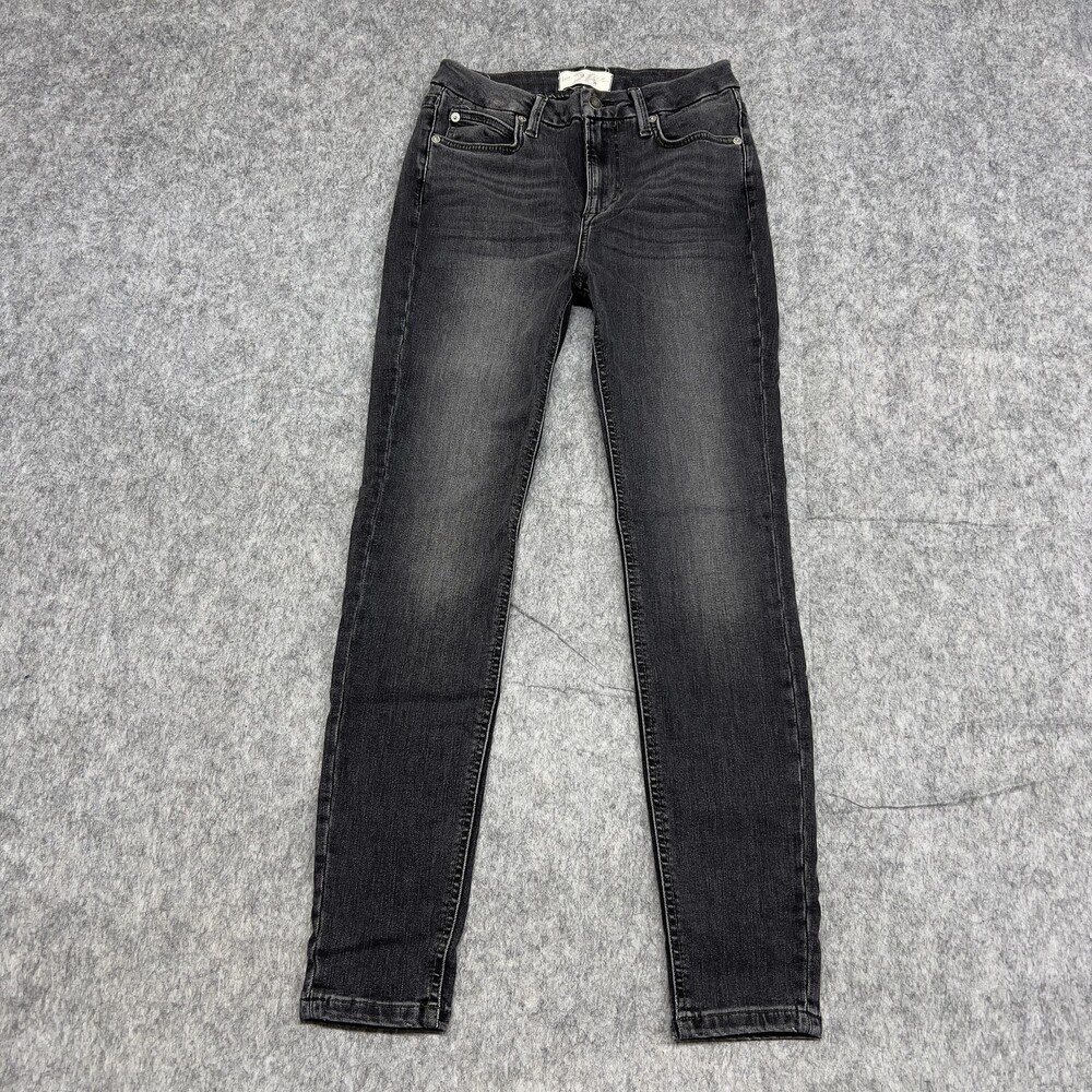 We The Free Jeans Womens 26 Black Skinny Stretch Denim High Rise Washed Gray
